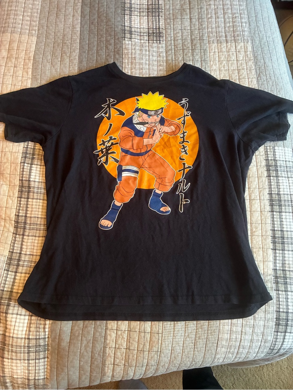 Naruto Graphic Short-Sleeve Tee - Black with Orange Print